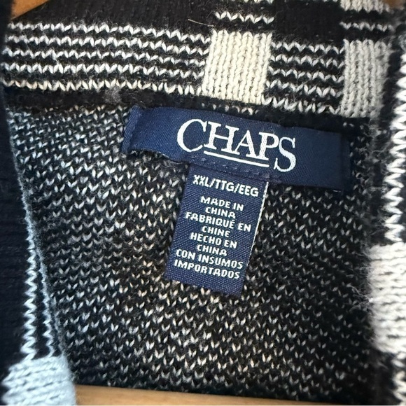 Chaps Black & White Grid Pattern Plaid Long Sleeve Knit Zip Up Jacket Blazer XXL - Picture 6 of 13